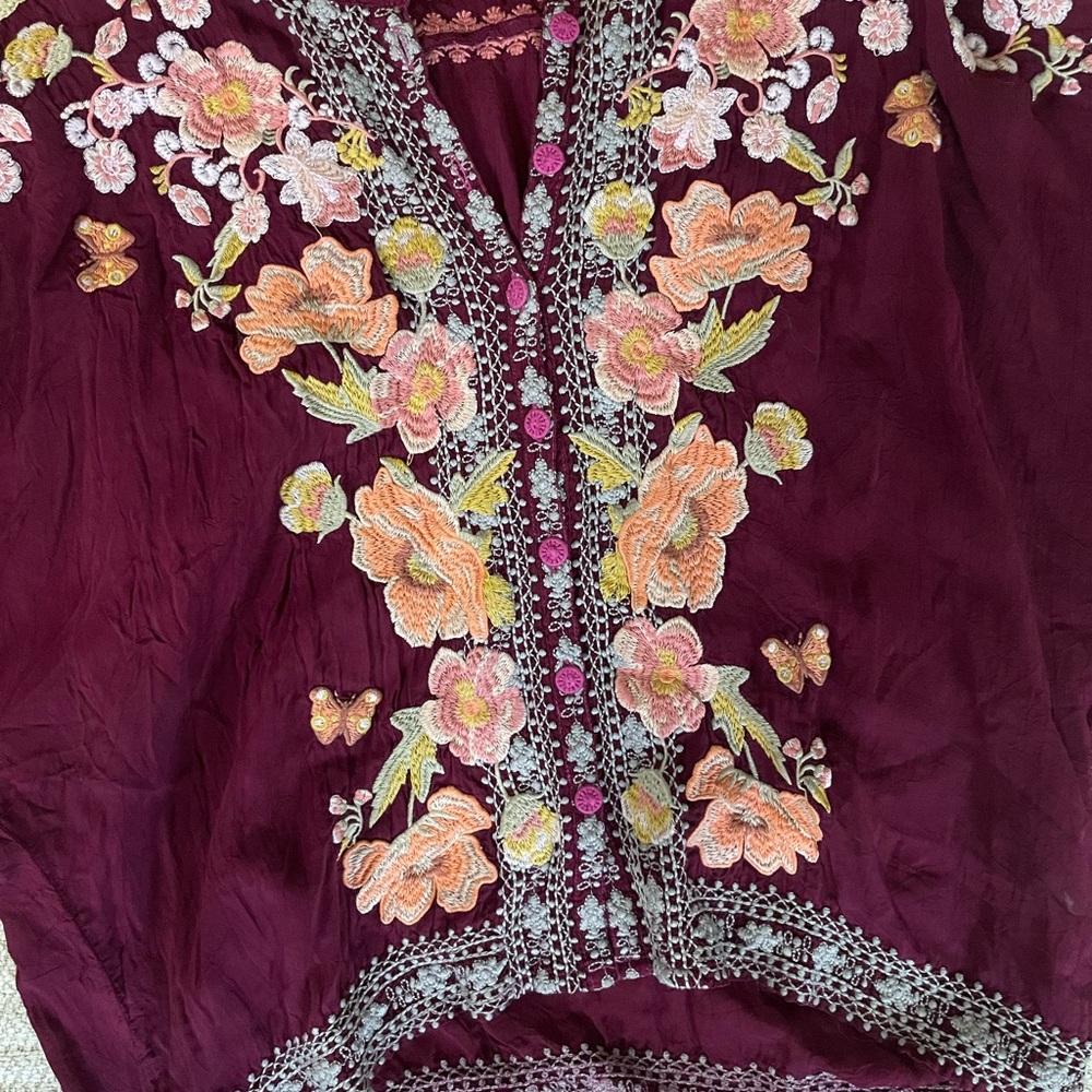 Embroidered Floral Tunic Top